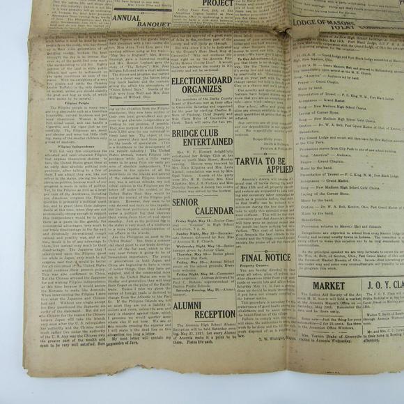 The Ansonian Newspaper Ansonia Darke County Ohio Thursday May 1927 Antique RARE - Picture 4 of 16
